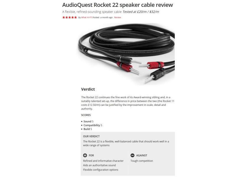 AudioQuest Rocket-22 , 5 stars rating at What HiFi.