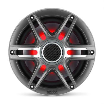 Clarion CMSP-771RGB-SWG with gray metallic grille and red lighting