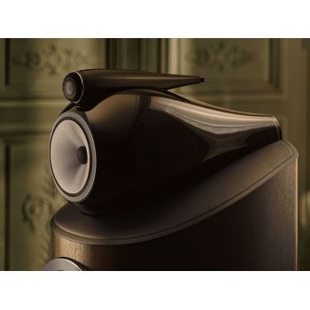 Bowers & Wilkins 801 D5 dark walnut midrange and tweeter detail