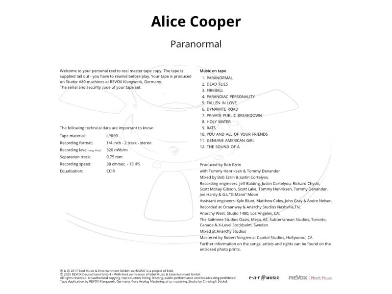 Revox Tape Reel - Alice Cooper \